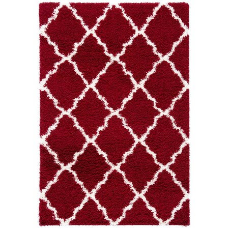 Safavieh 4 x 6 ft. SGD-Dallas Shag Contemporary Power Loomed Rectangle Area Rug; Red & Ivory SGD257Q-4